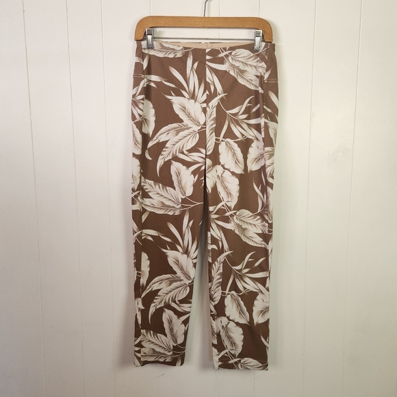 Joseph Ribkoff Palm Pull On Stretchy Capri Pants Brown Neutral Summer Size 8 - Picture 4 of 12
